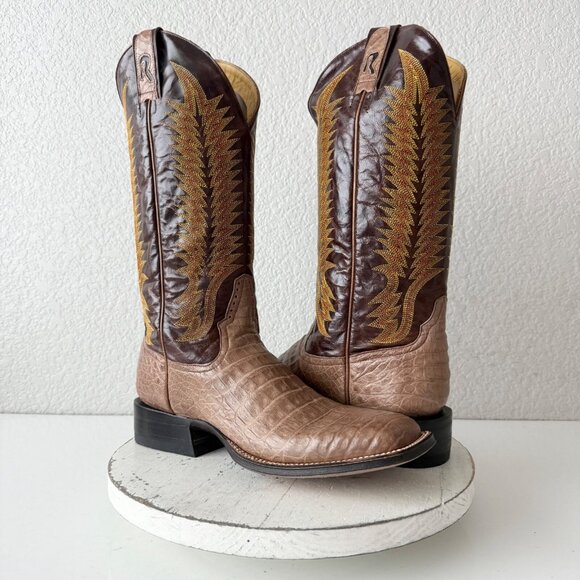 Rod Patrick Mens Cowboy Boots Size 11AAAA Brown Caiman Belly Western Square Toe - Picture 16 of 16